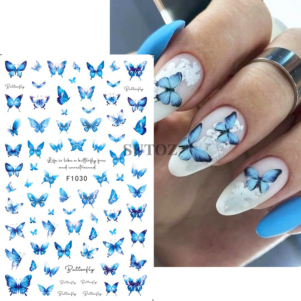 Fresh Rape Flower Snow Mowing Butterfly Nail Stickers