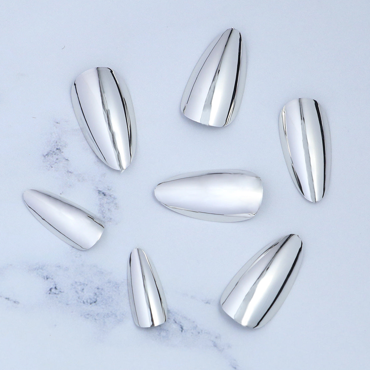 Wearable Fake Nails Pointed Toe Sier Patch Nail Art