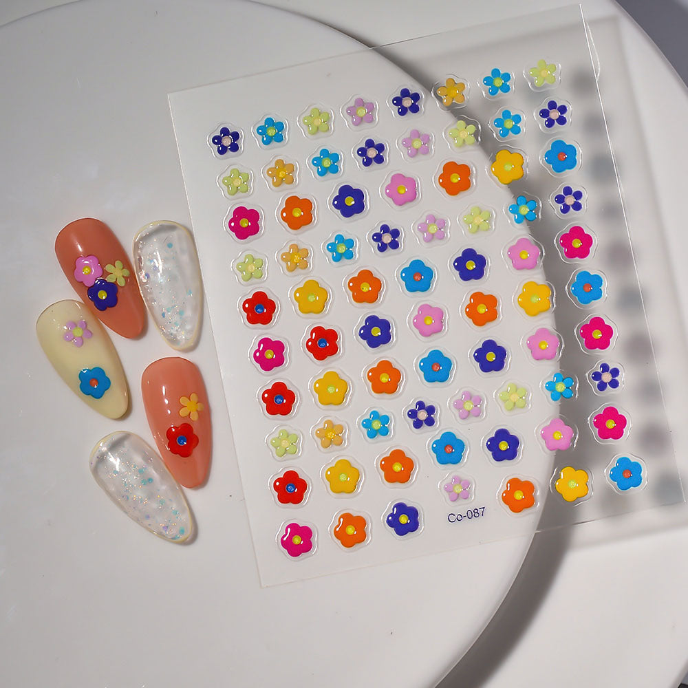 Relief Three-dimensional Adhesive Flower Candy Color Nail Stickers