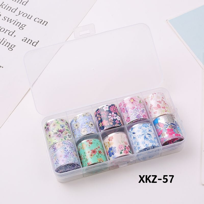 Flower Starry Sky Paper Color Boxed Lace Transfer Printing Nail Care Nail Art