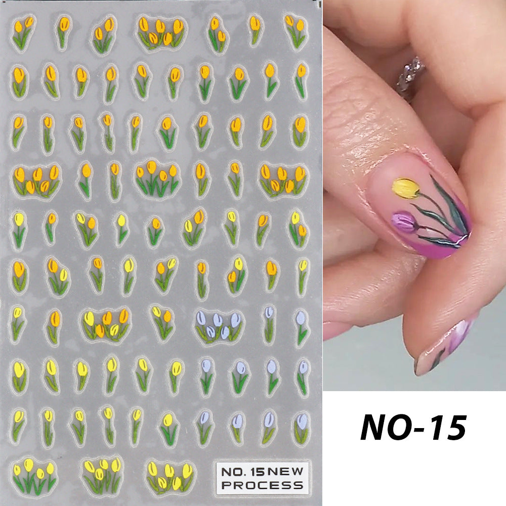 Autocollants pour ongles de la série Fleurs à pétales blancs de camomille