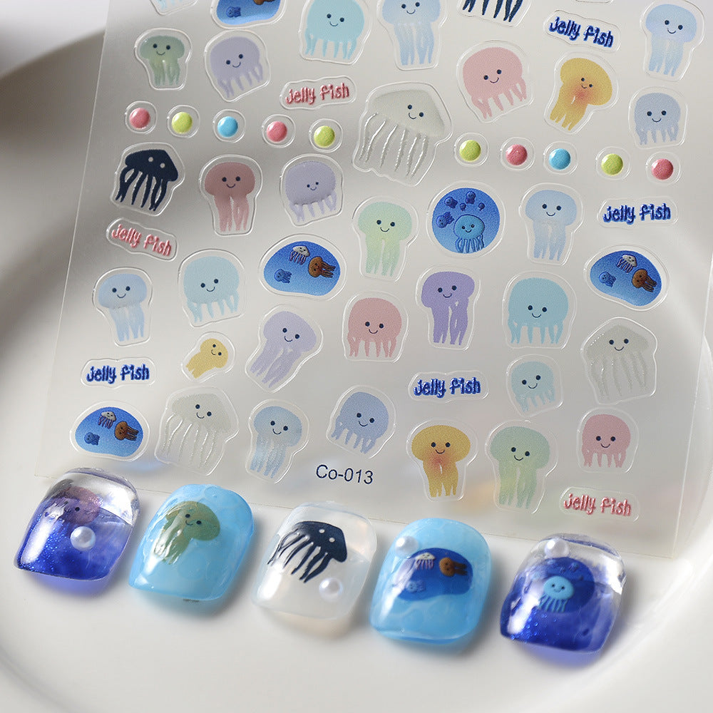 Relief Three-dimensional Adhesive Flower Candy Color Nail Stickers