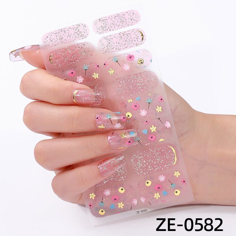 Powder Flashing French Butterfly Simple Flowers Nail Stickers