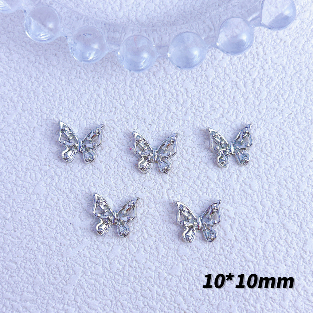 Bow Butterfly Sier Series Ornament Handmade Nail Care Nail Art