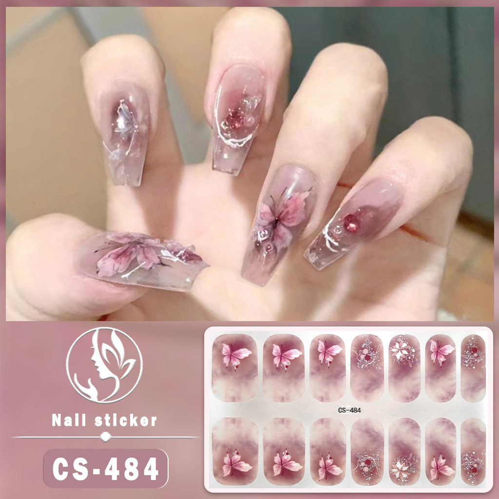 Autocollants pour ongles en gel imperméables avec motif de fleurs de vent