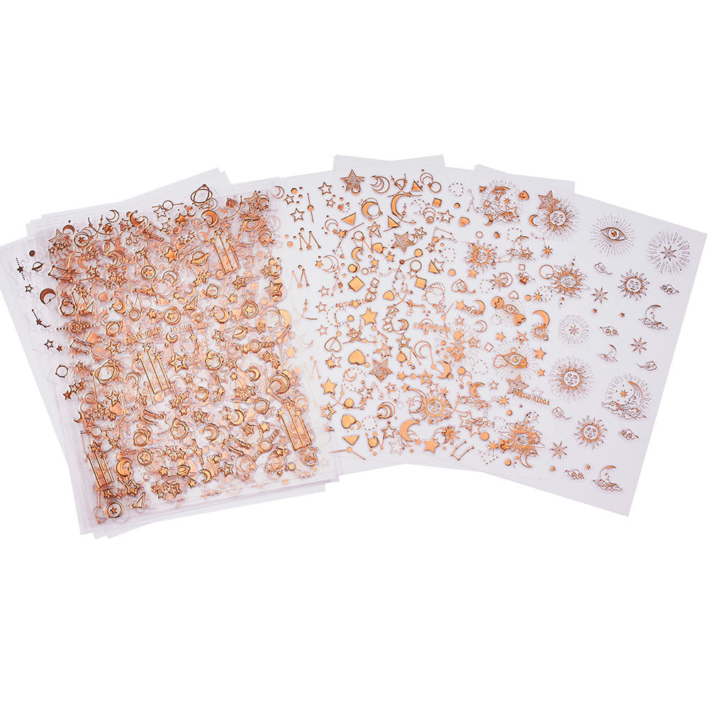 Moon Wind Rose Gold Fingernail Decoration Nail Stickers