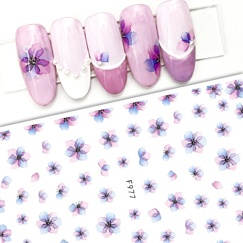 Simulation Rendering Fresh Flowers Leaves Cute Nail Stickers