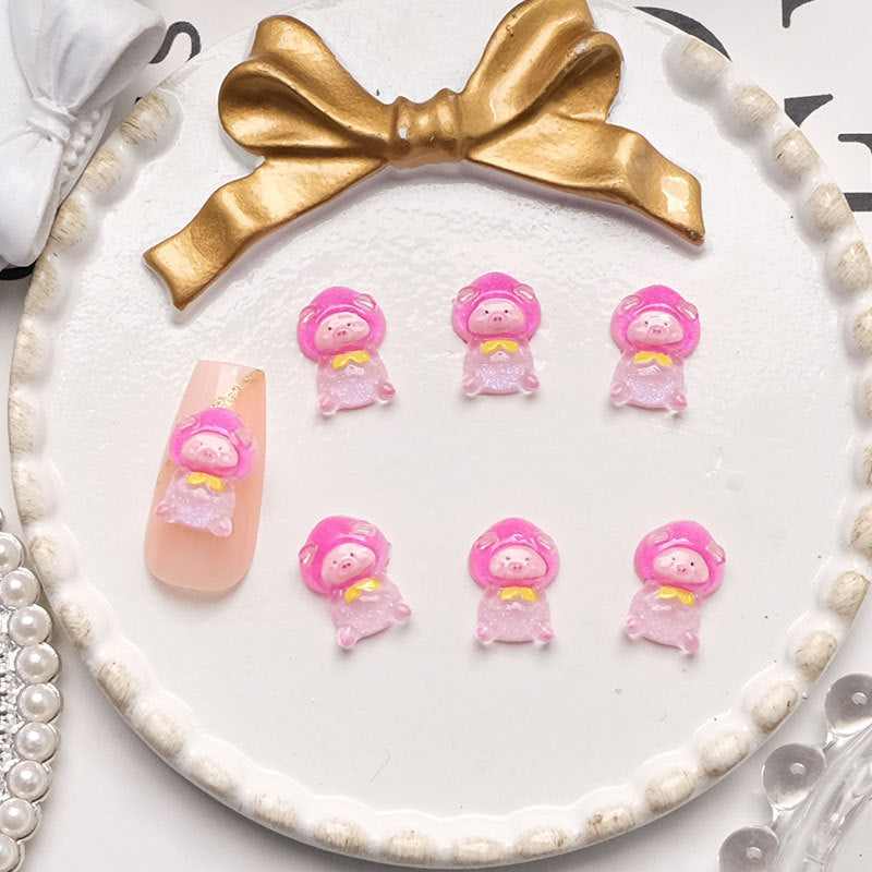 Cartoon Luminous Pig Ornament Cute Blush Phone Case Wear Nail Care Nail Art