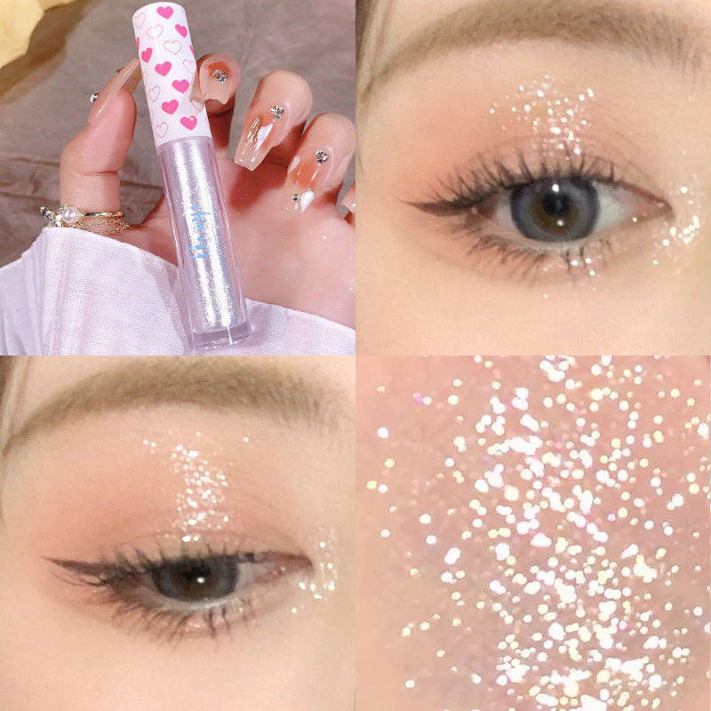 Women's Waterproof Shiny Crystal Crouching Silkworm Monochrome Eyeshadow