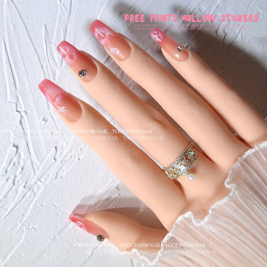 Hollow White Smudges Butterfly Stars Heart Nail Stickers