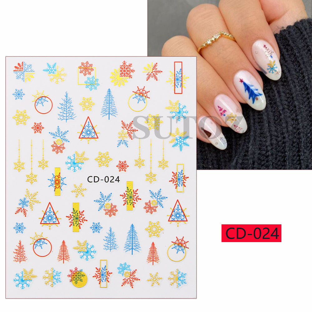 Paper Gilding Christmas Gift Snowflake Elk Nail Stickers