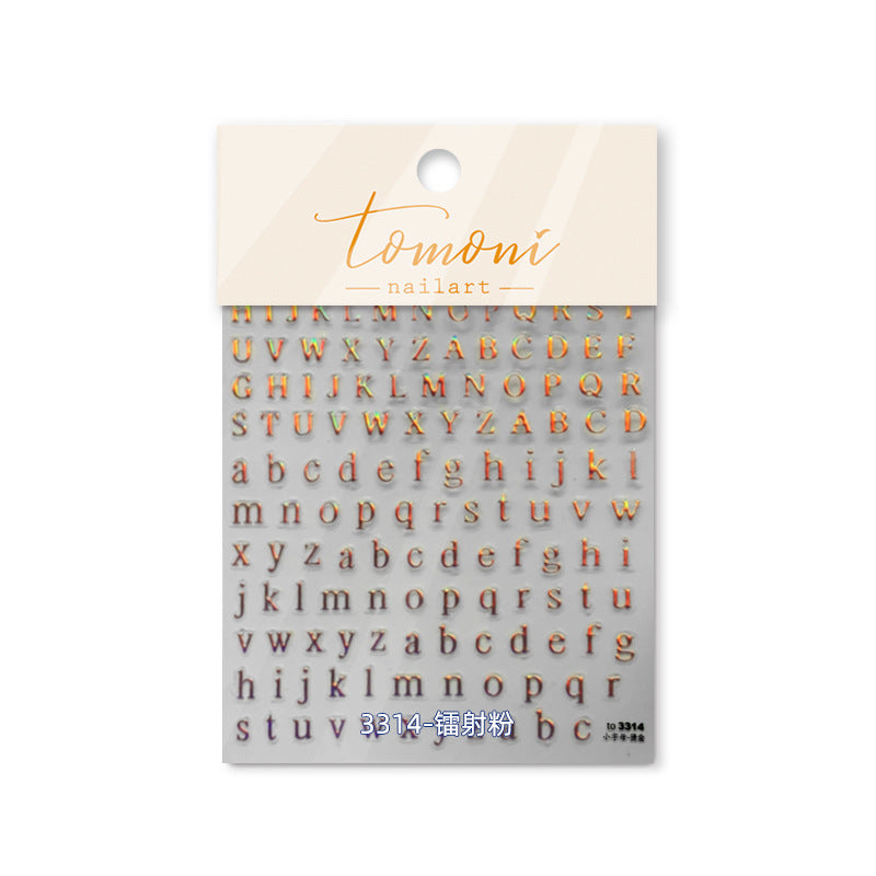 Slouchy Gilding Retro Style Alphabet English Nail Stickers