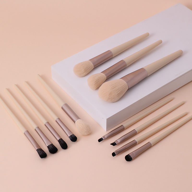 Cream Style Morandi Full Of Soft Fur Makeup Brushes Accessories