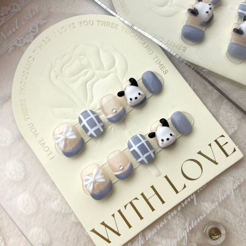 Personality Short Round Milk Blue Cute Nail Stickers