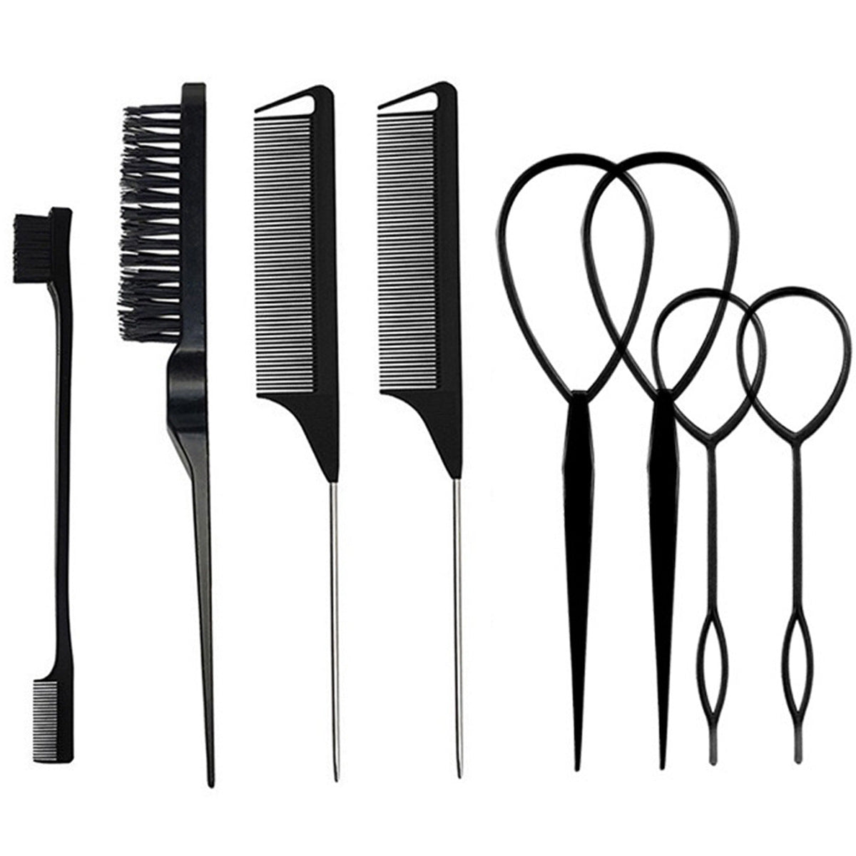 Brosses et peignes à cheveux à double tête avec queue pointue et aiguille en acier