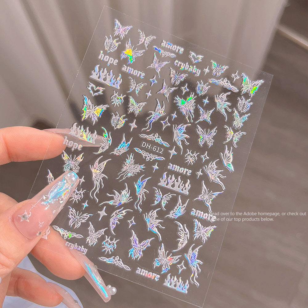 Butterfly Tail Clear Flexible Shell Light Fairy Nail Stickers