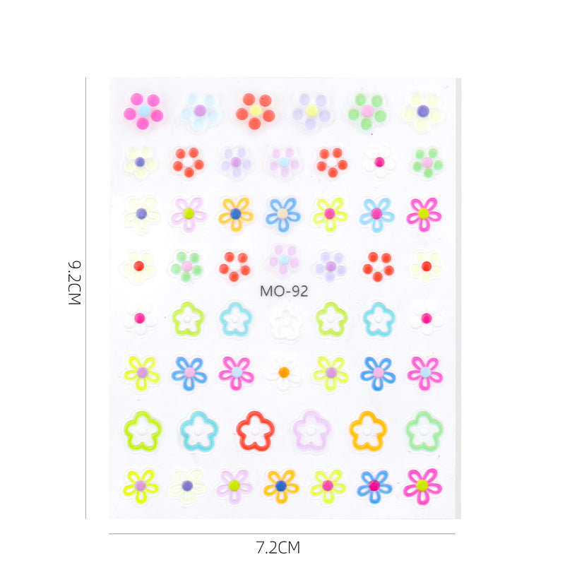 Autocollants pour ongles en relief de gelée tridimensionnels avec astérisme de fleur de dopamine