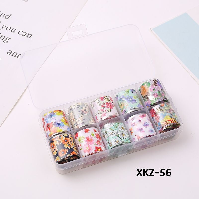 Flower Starry Sky Paper Color Boxed Lace Transfer Printing Nail Care Nail Art