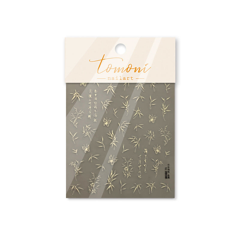 Gilding Retro National Style Bamboo Forest Nail Stickers