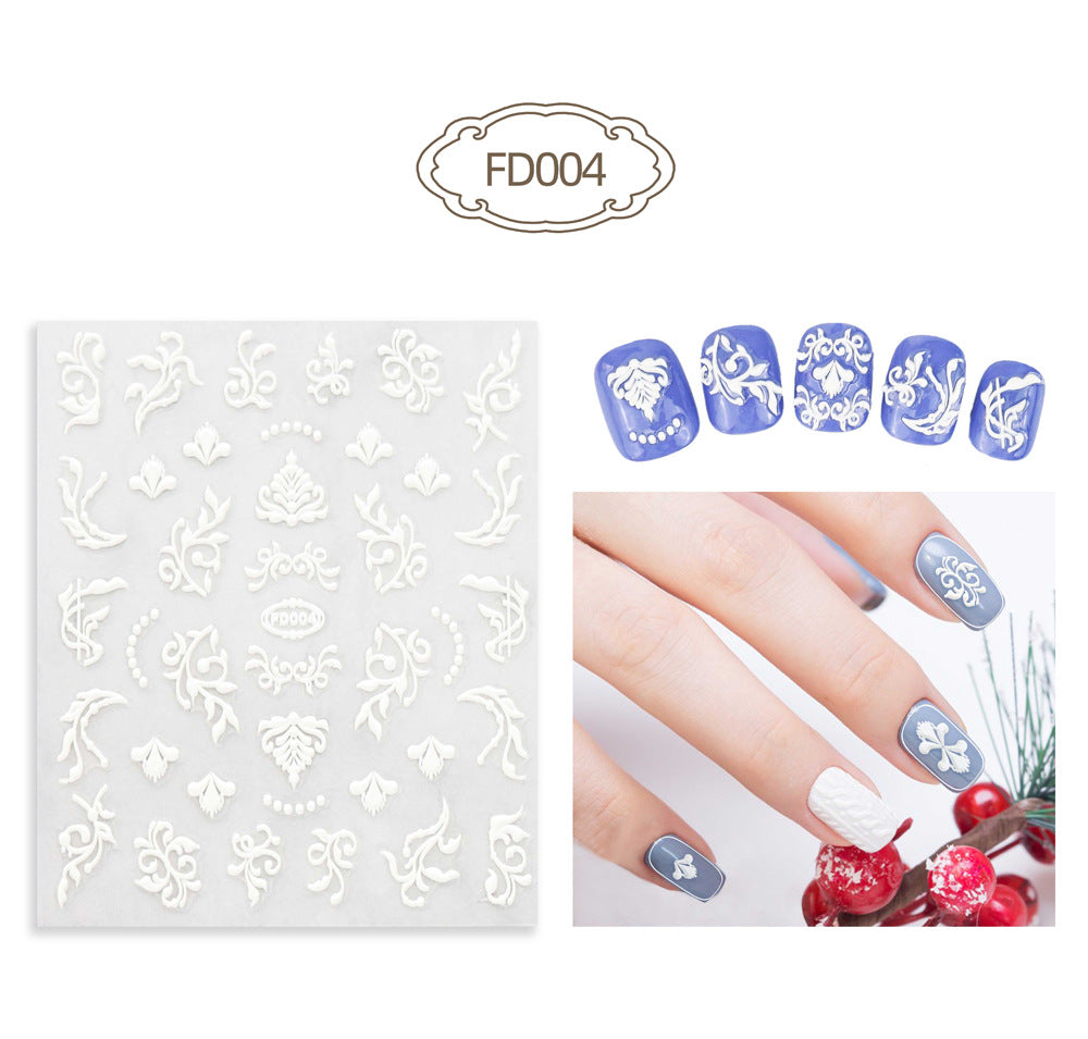 Three-dimensional Relief Cute Cartoon White Cloud Nail Stickers