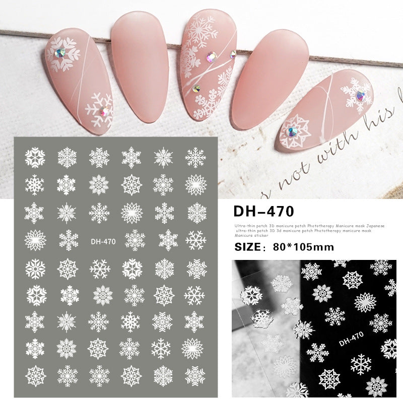 Autocollants pour ongles chaussettes de Noël Elk Husband White Snow