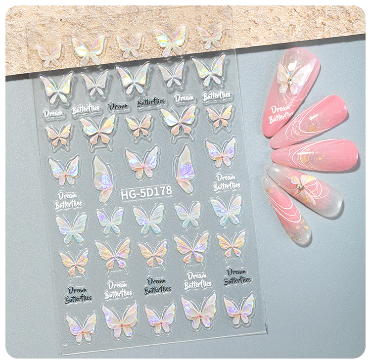 Dream Color Shell Light Butterfly Green Nail Stickers