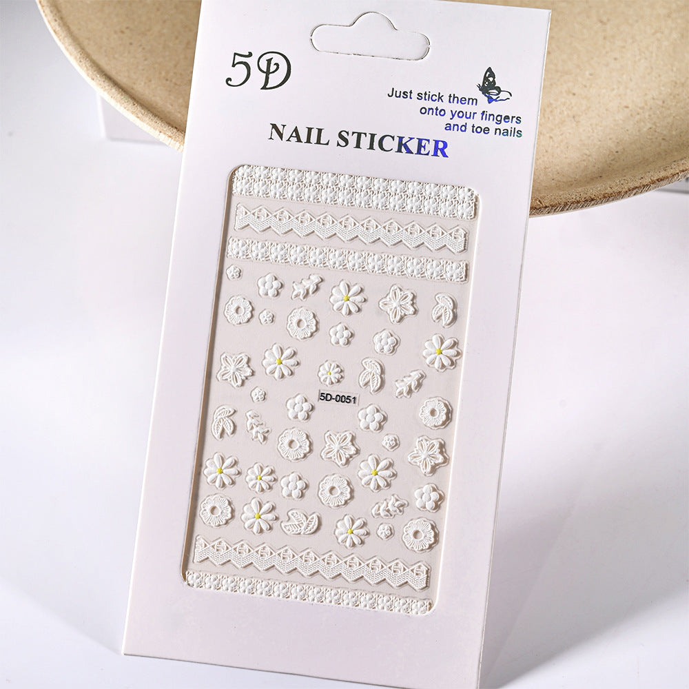 Embossed Tulip Paper Card Packaging Manicures Nail Stickers