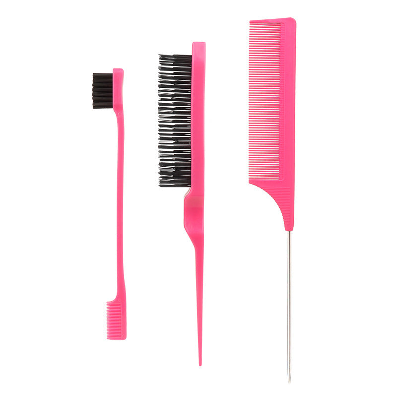 Brosse à cheveux à trois pièces en acier pelucheux et à queue d'aiguille à double tête