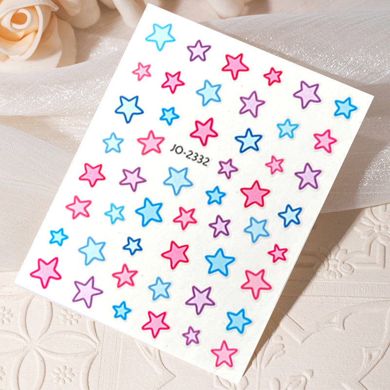 Macaron Five-pointed Star Love Adhesive Decals Nail Stickers