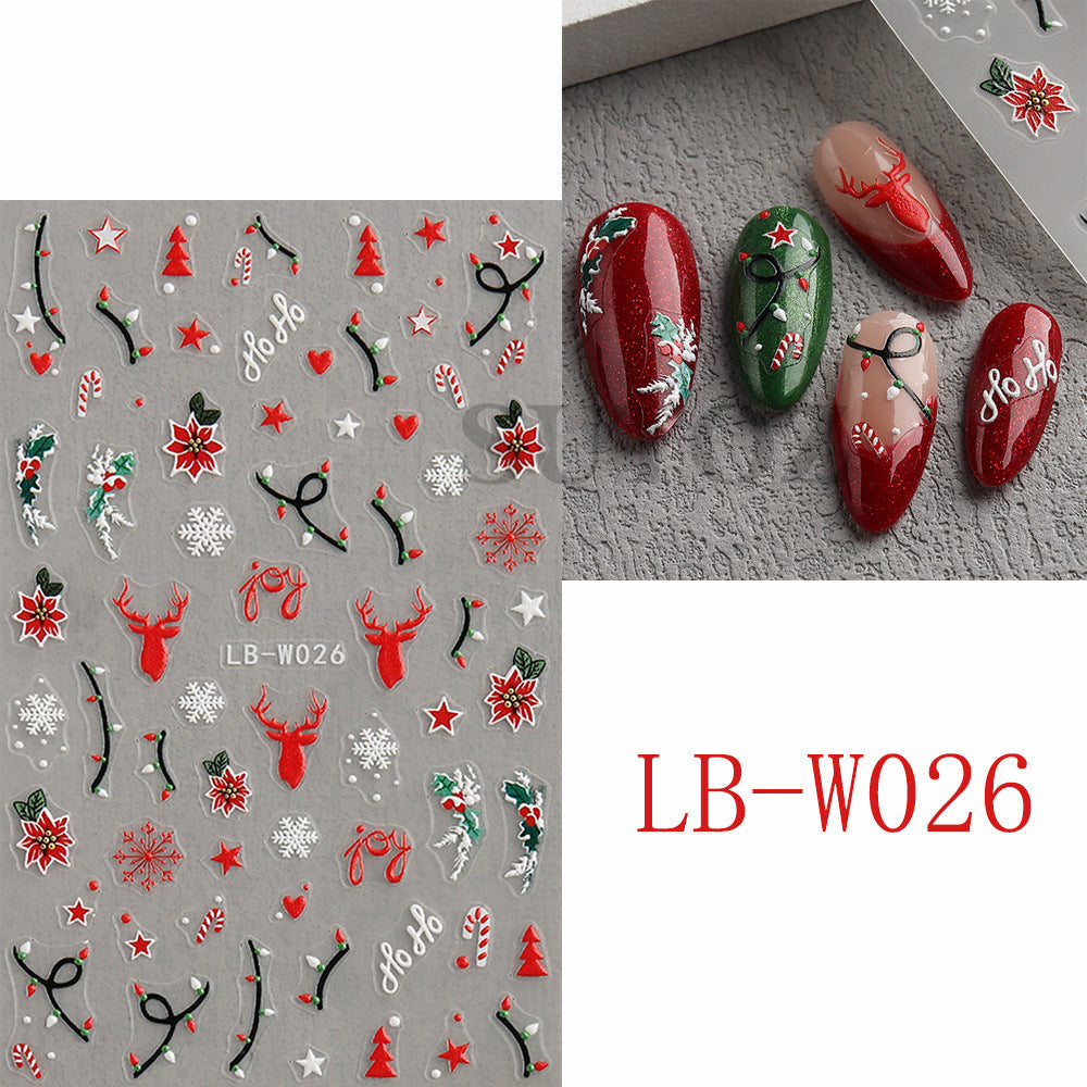 Snowflake Cedar Decorative Garland Micro Carved Nail Stickers