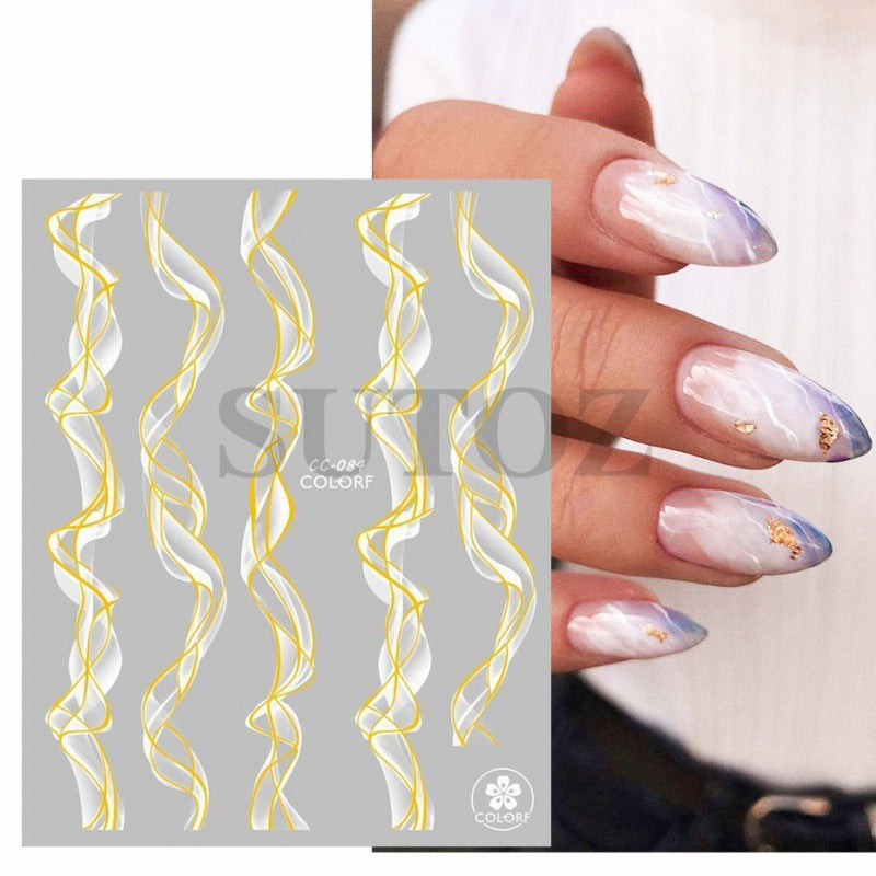 Hot Gilding Marbling Black White Gold Nail Stickers