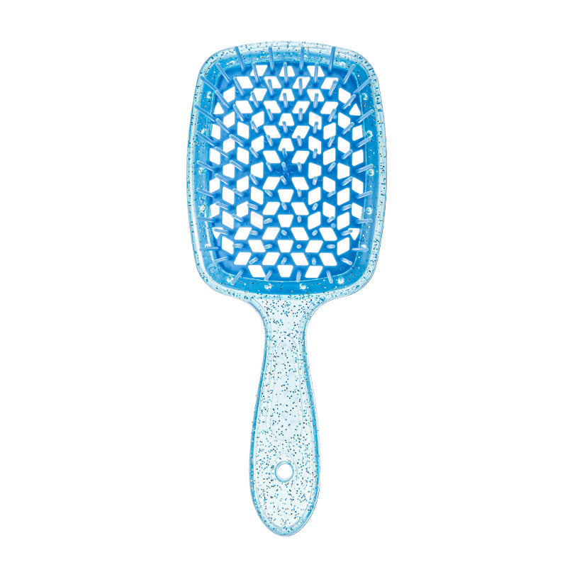 Hollow Transparent Glitter Massage Wet Dry Mesh Hair Brushes & Combs