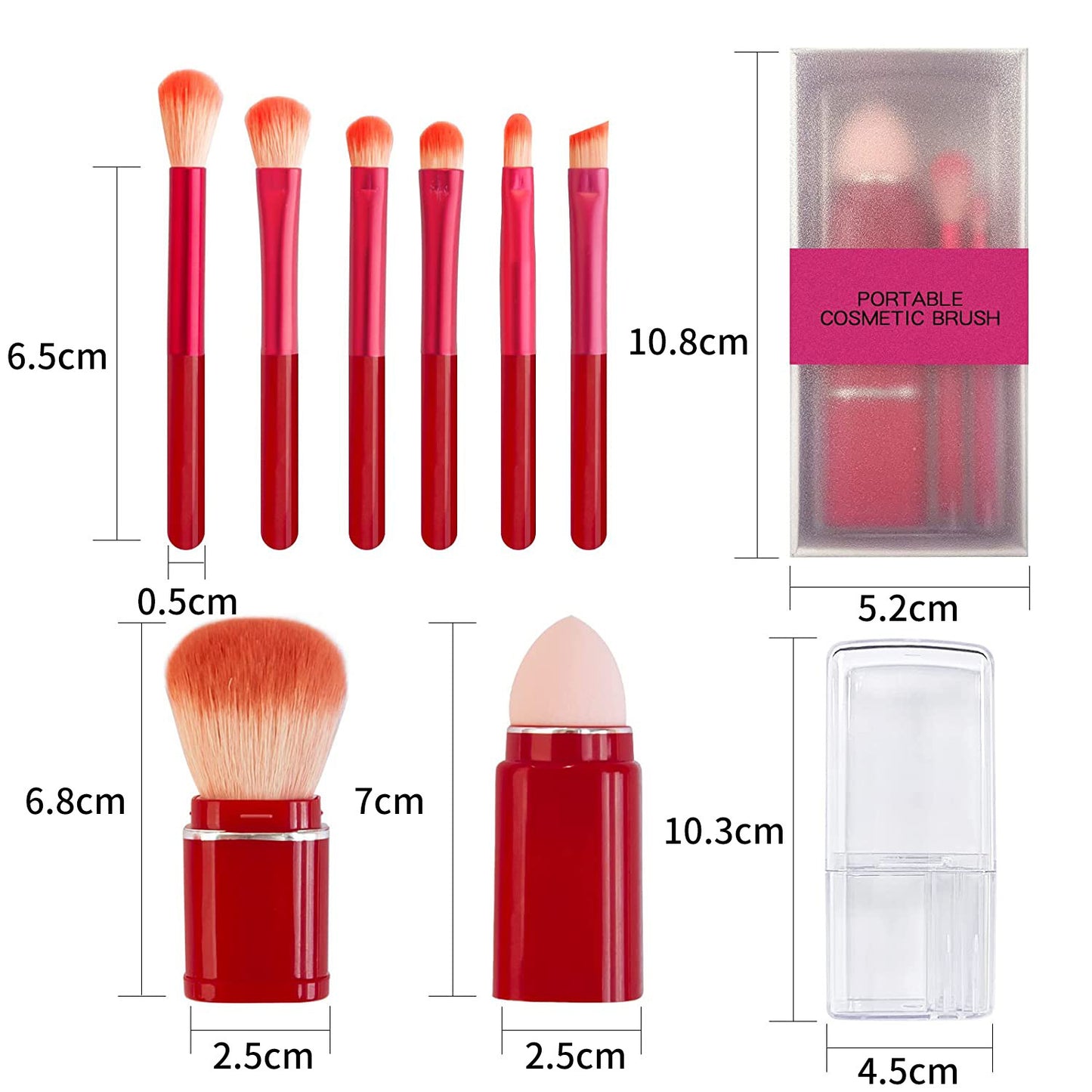 Cosmetic Brush Suit In Multifunctional Portable Transparent Box Travel Makeup Brushes Accessories