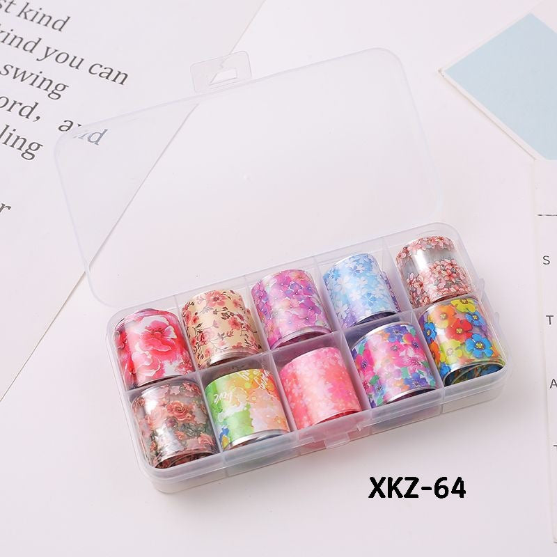 Flower Starry Sky Paper Color Boxed Lace Transfer Printing Nail Care Nail Art