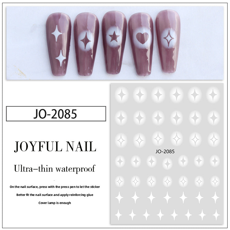 Hollow White Smudges Butterfly Stars Heart Nail Stickers