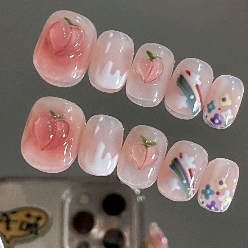 Petits autocollants pour ongles Wear Patch Short Rainbow Peach