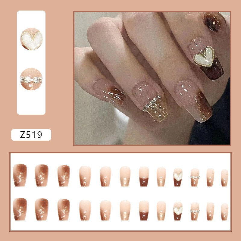 High-grade Short Fake Patch White French Nail Art