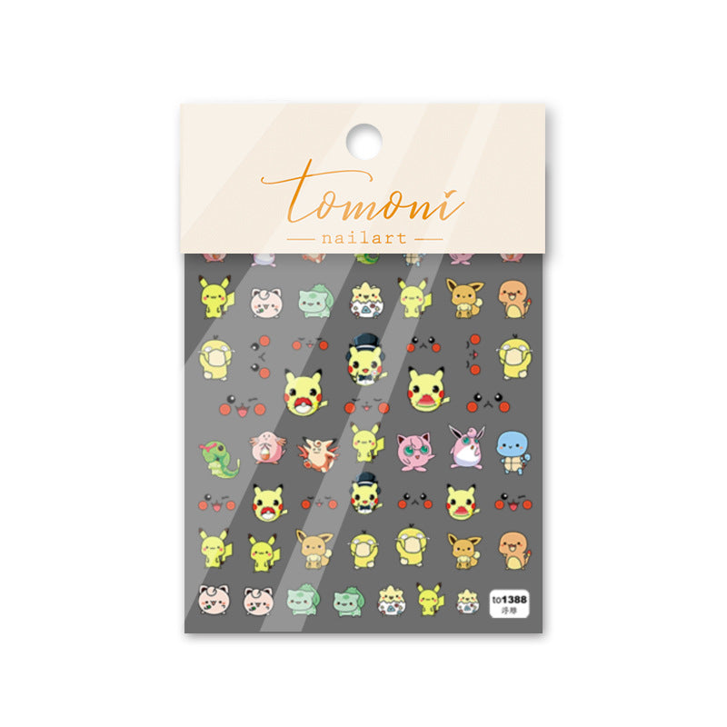 Embossed Hot Style Adhesive Cute Cartoon Nail Stickers