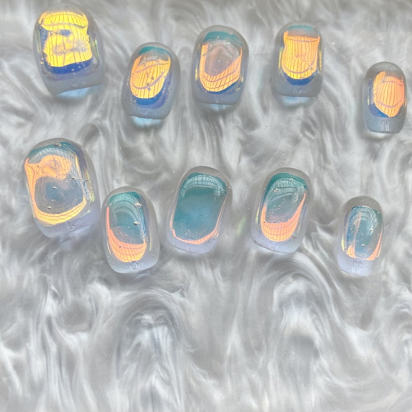 Nail Art en papier de verre Aurora Ice Cube transparent