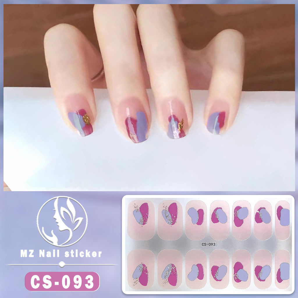 Autocollants pour ongles en gel imperméables avec motif floral à carreaux