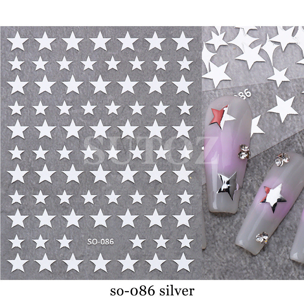 Manicure Hot Simple Sier Five-pointed Star Nail Stickers