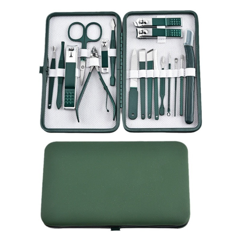 Ensemble complet de coupe-ongles en acier inoxydable vert foncé