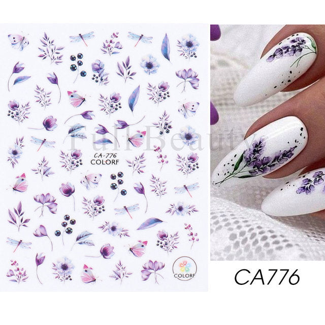 Spring Colorful Flowers Leaves Bird Butterfly Nail Care Nail Art