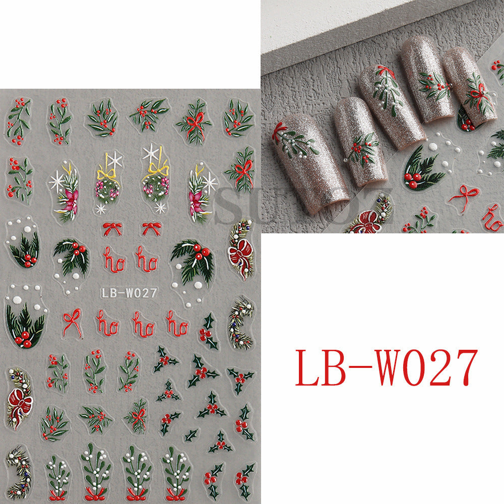 Snowflake Cedar Decorative Garland Micro Carved Nail Stickers