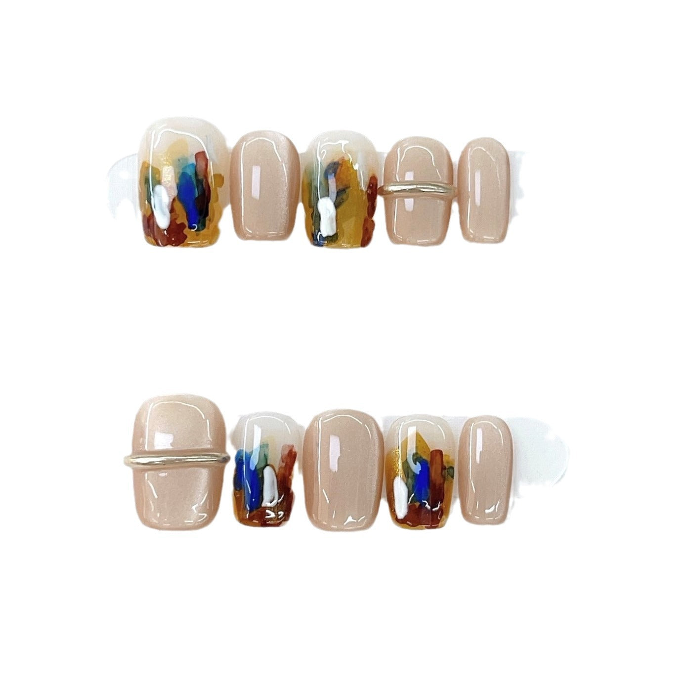 Oil Painting Contrast Color Crystal Cat's Handmade Nail Stickers