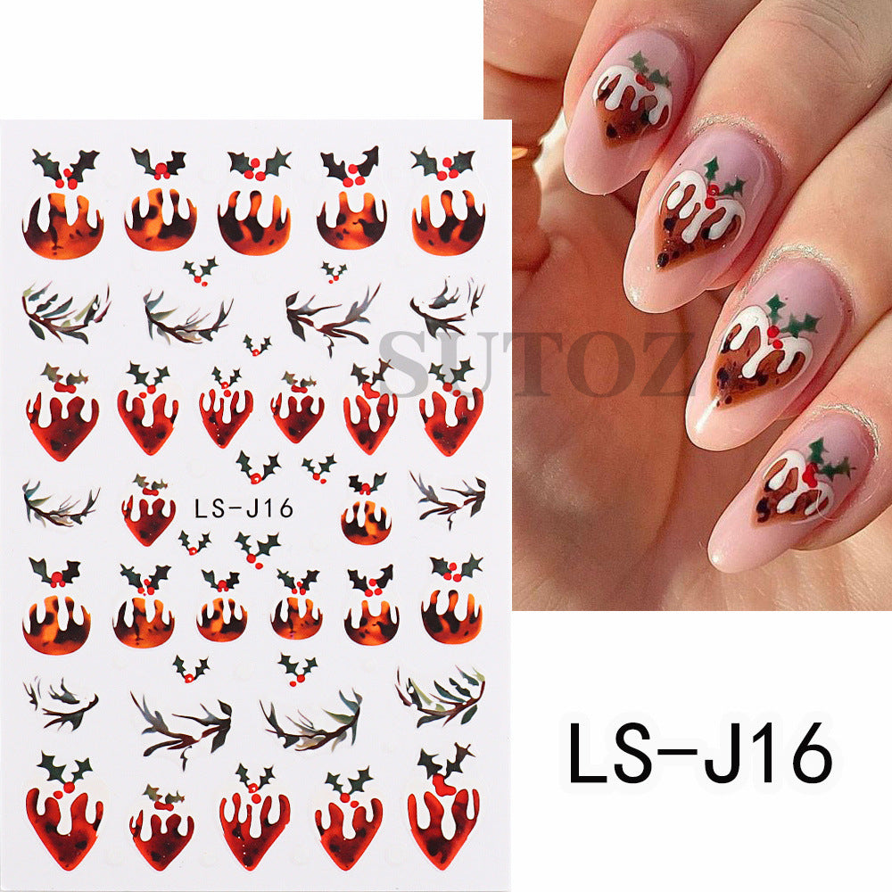 Manicure Cartoon Christmas Tree Gloves Bell Nail Stickers