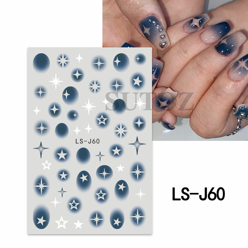 Potato Popular Simplicity Color Smudges Five-pointed Nail Stickers