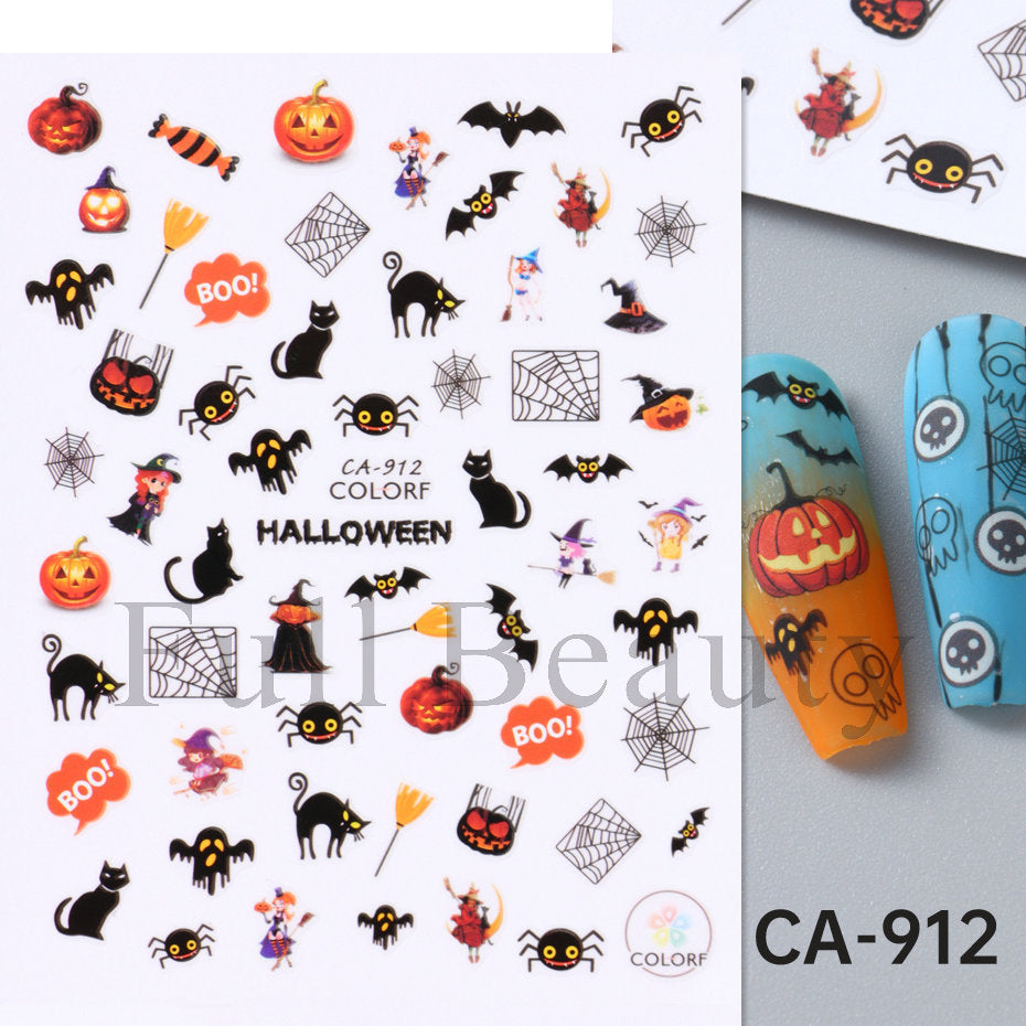 Halloween Pumpkin Head Bat Dark Cartoon Nail Stickers