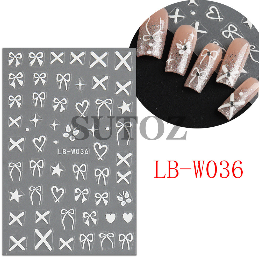 Day French Pure Desire Bow Love Nail Stickers