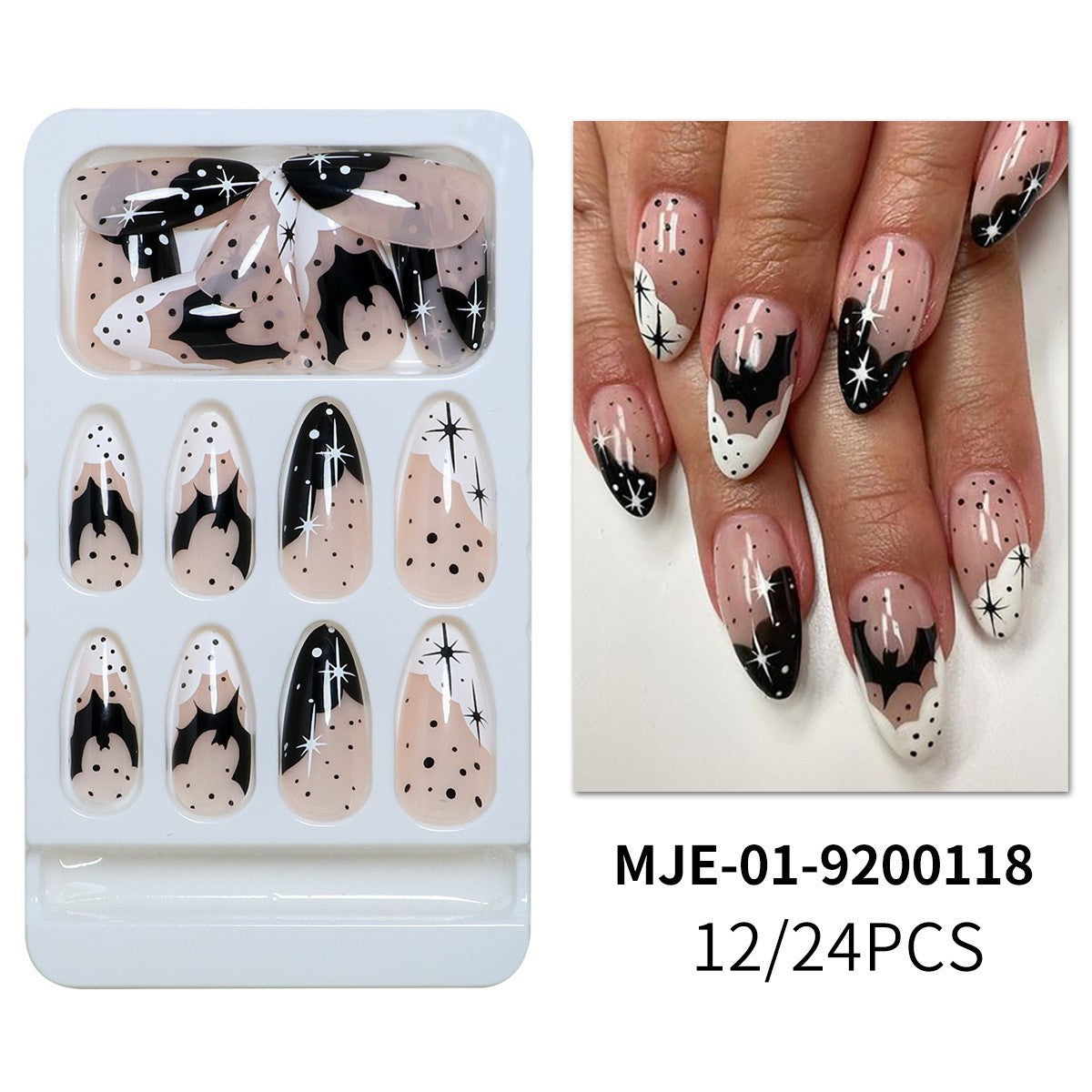 Nail art avec une armure ronde et un fantôme en toile d'araignée